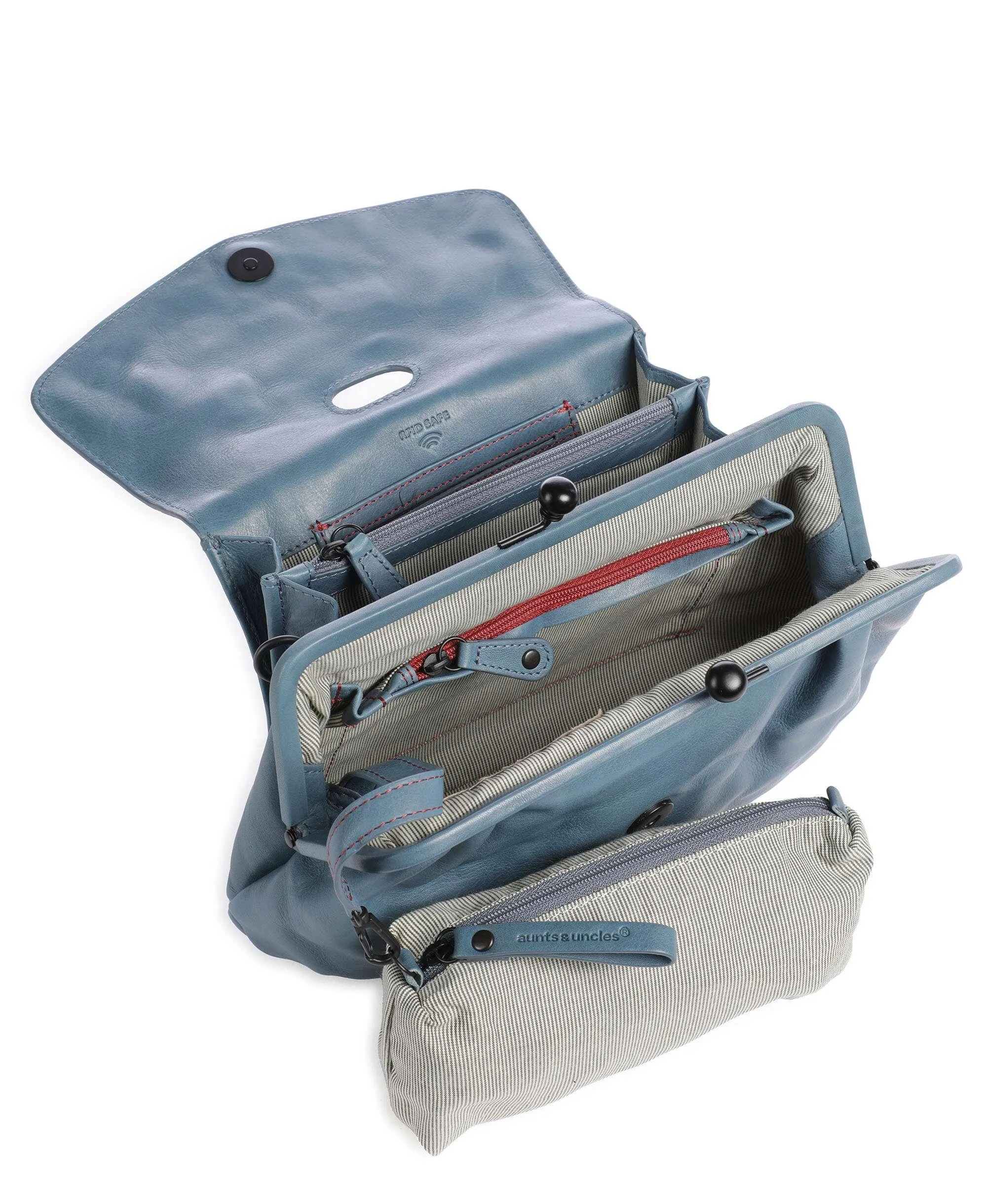  Aunts & Uncles Grandma's Luxury Club Mrs. Madeleine Borsa a tracolla pelle di vacchetta finemente grana blu-grigio  