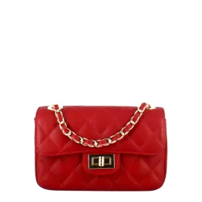 Borsetta Vanity a tracolla in pelle trapuntata colore rosso