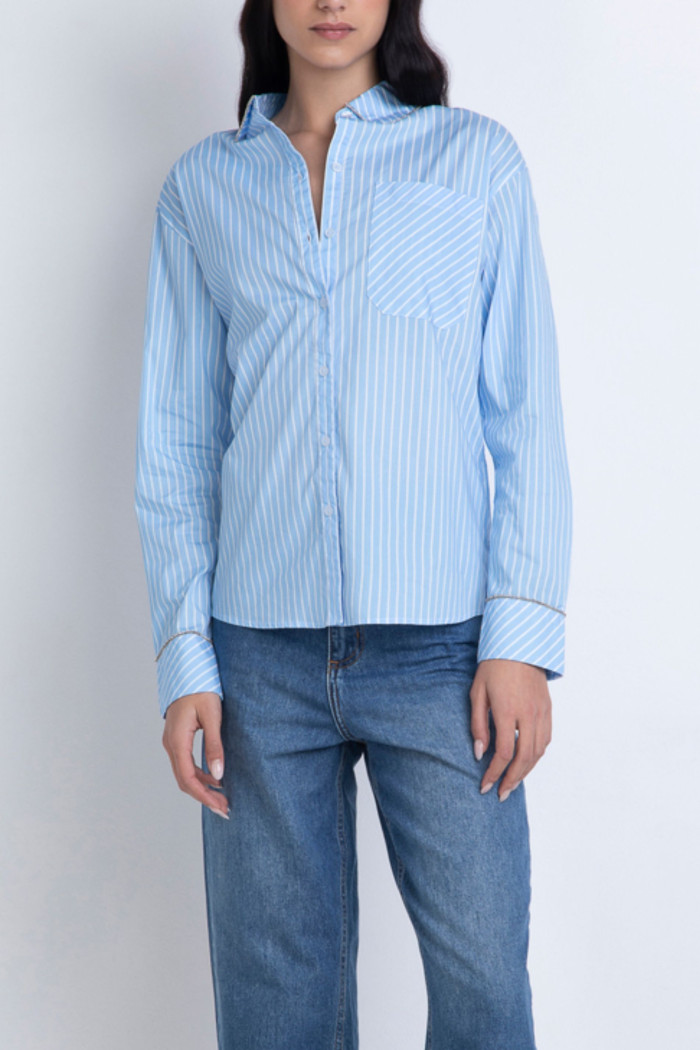 CAMICIA RIGATA DONNA MARKUP CON STRASS 663001