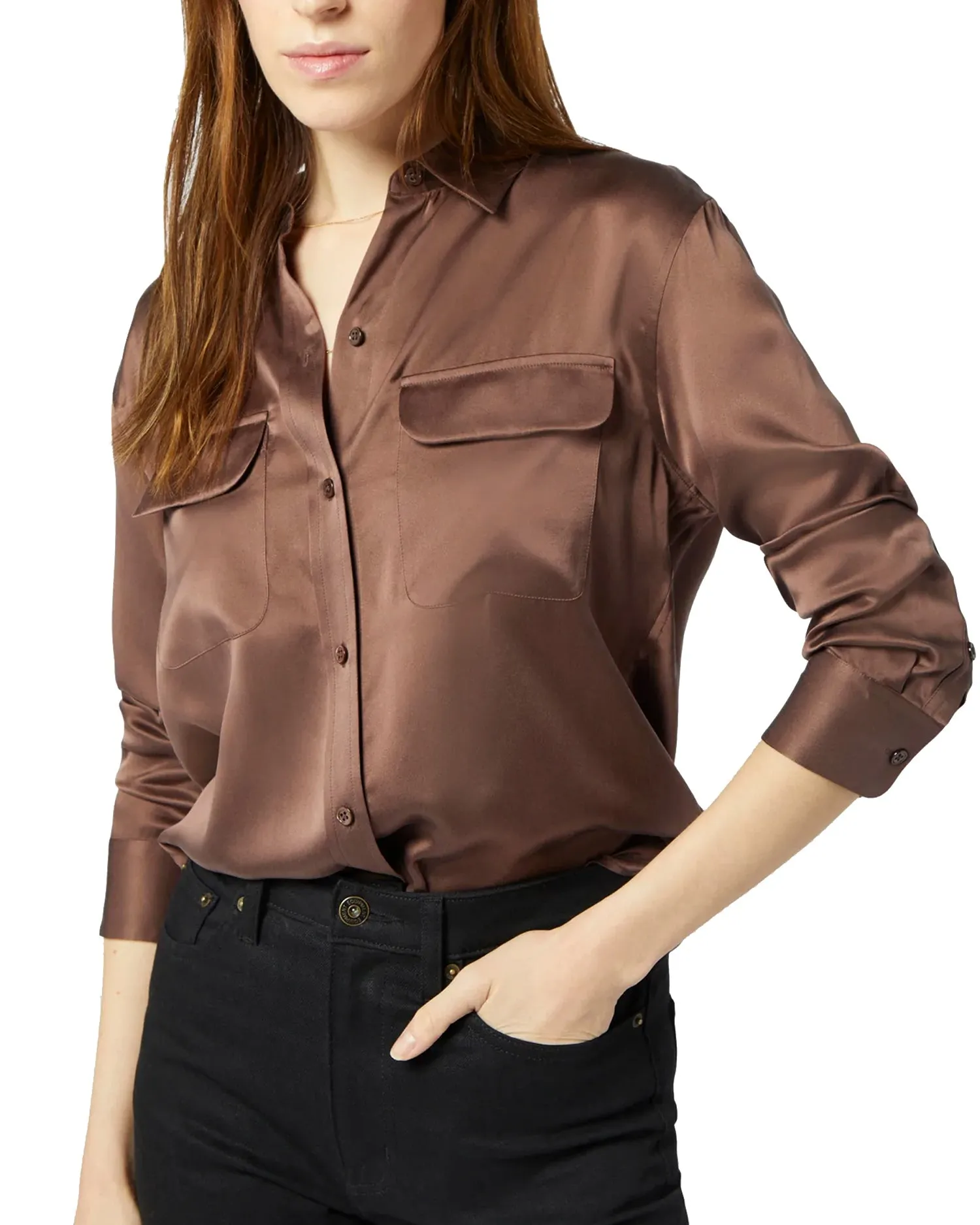 Camicia Signature seta marrone