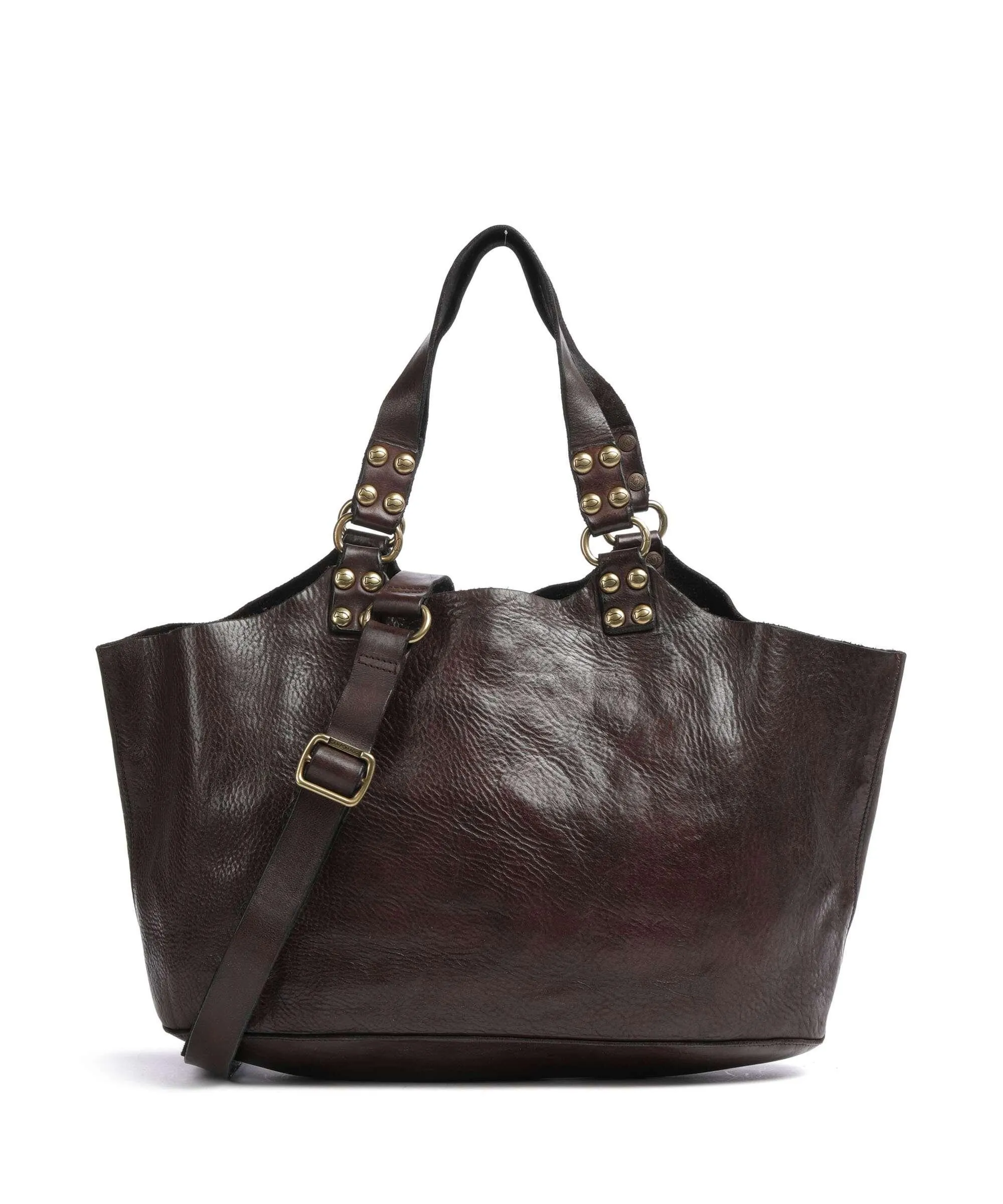  Campomaggi Borsa shopper pelle di vacchetta grana marrone scuro  