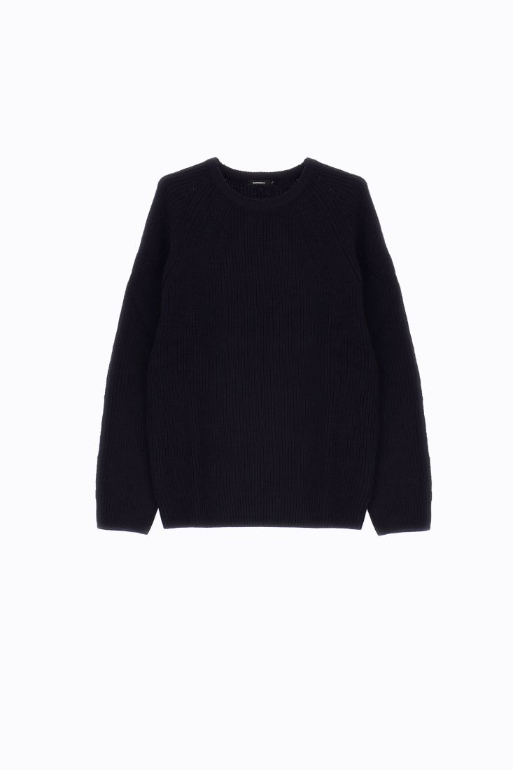 Maglione girocollo intrecciato tinta unita