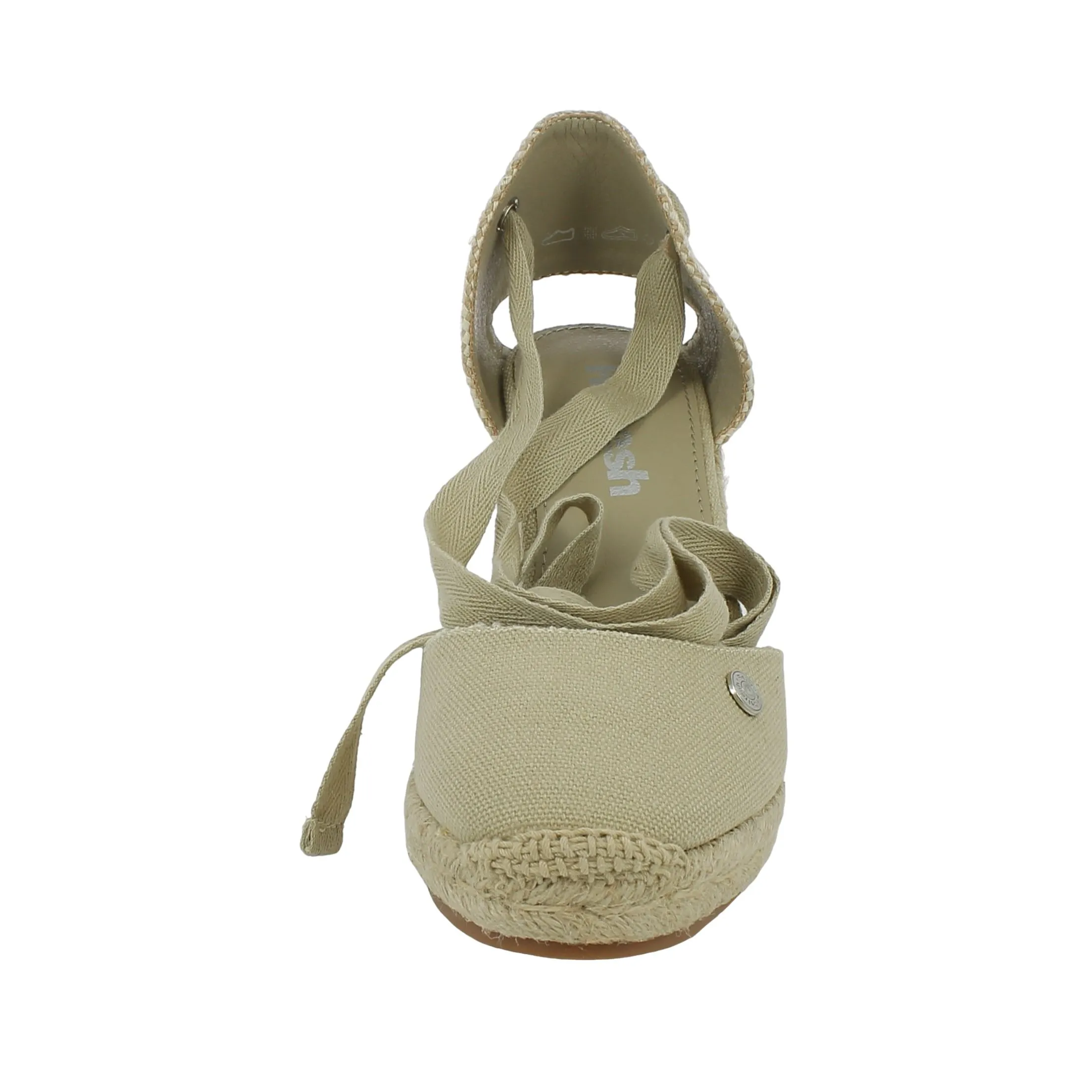 Refresh  Espadrillas beige con lacci e zeppa in corda 