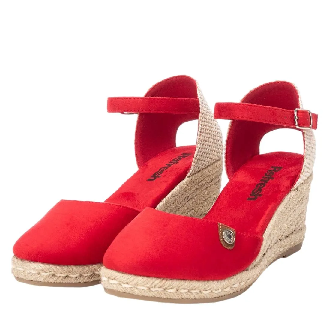 Refresh  Espadrillas rossa con cinturino e zeppa in corda 