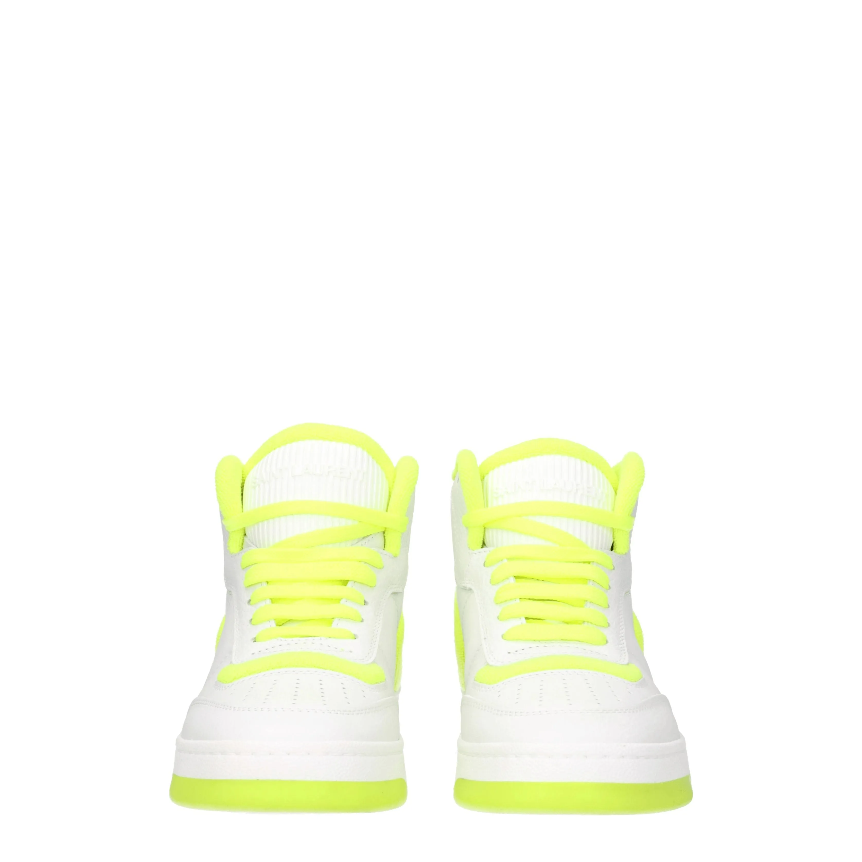 Saint Laurent Sneakers Donna Pelle Bianco/Giallo Fluo